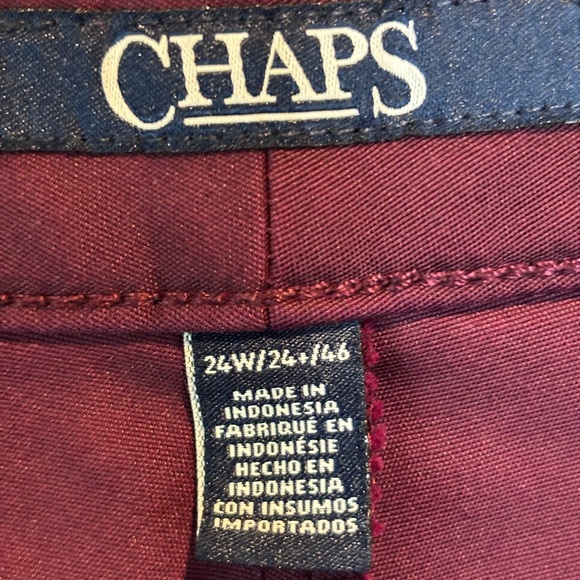 Chaps Women’s Plus Size 24W Burgundy Stretch Ankle Pants - Picture 4 of 9